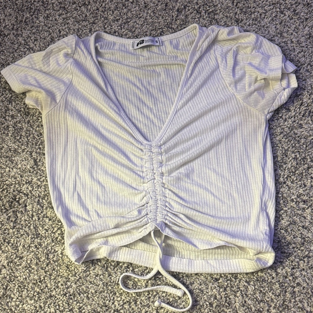 Trendy White Ruched Crop Top